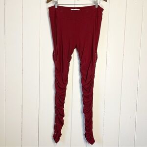 Nomads Hemp Wear Maroon Ruched Leggings. Size XL.